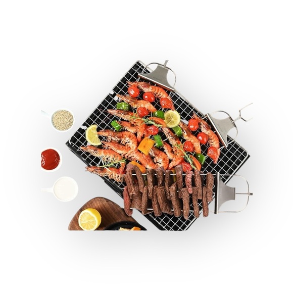 new PFIEIFPO ミ Grilling Savant 3 Prong BBQ Skewers ミ Set of 3 ミ Stainless Steel - Picture 1 of 16